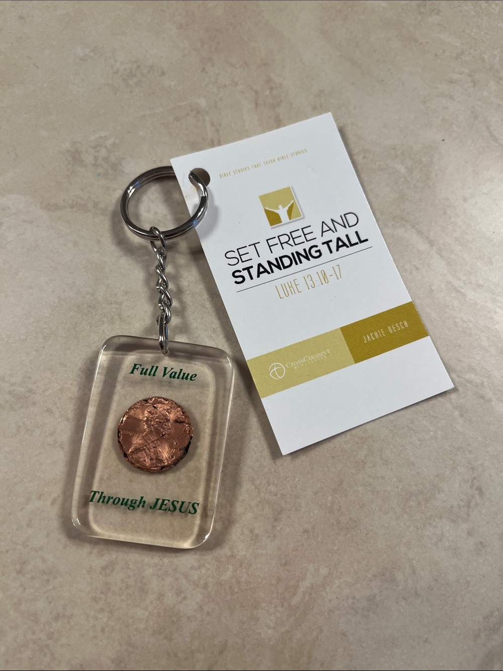 Christian Penny Keychain Full Value Through Jesus Luke 13:10-17 Inspirational Gi